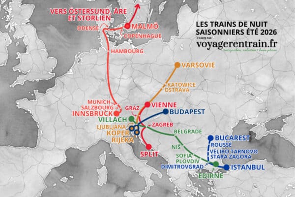 7 trains de nuit saisonniers pour parcourir l&rsquo;Europe pendant l&rsquo;été 2026