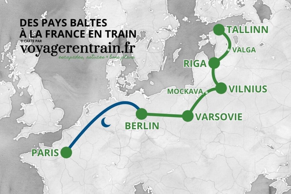 Carte, pays baltes en train depuis Paris - voyagerentrain.fr